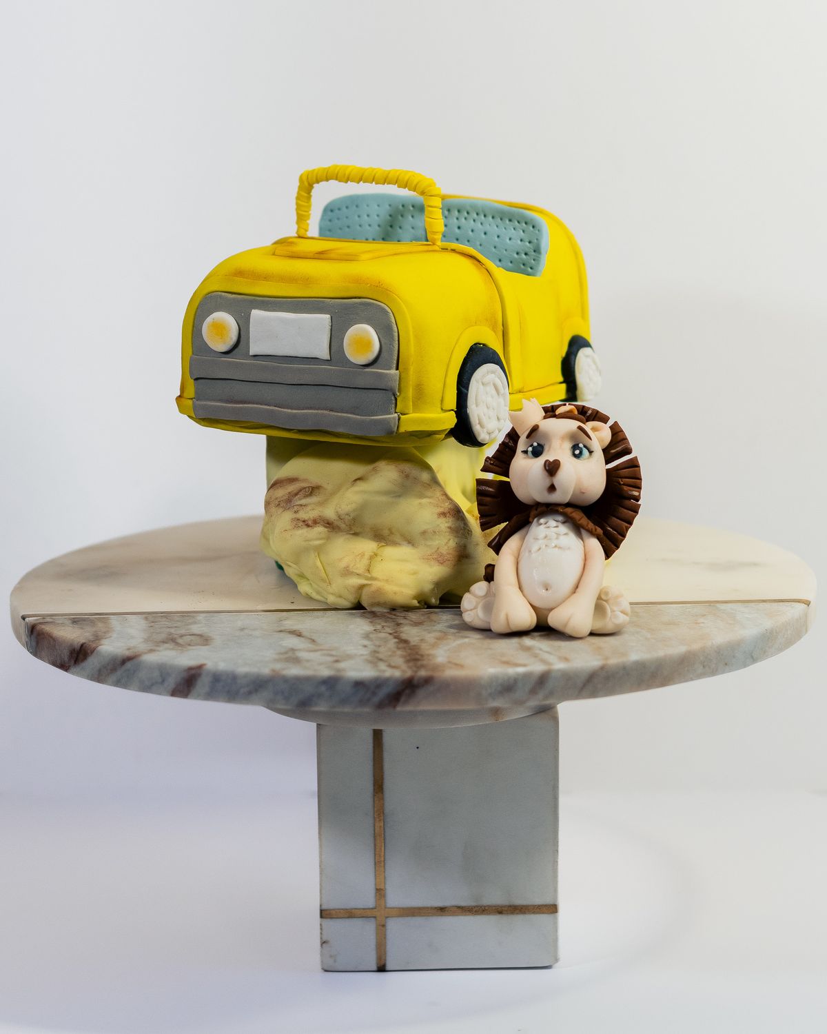 Yellow car and lion