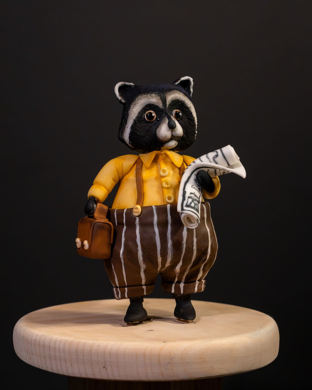 Raccoon with newspaper