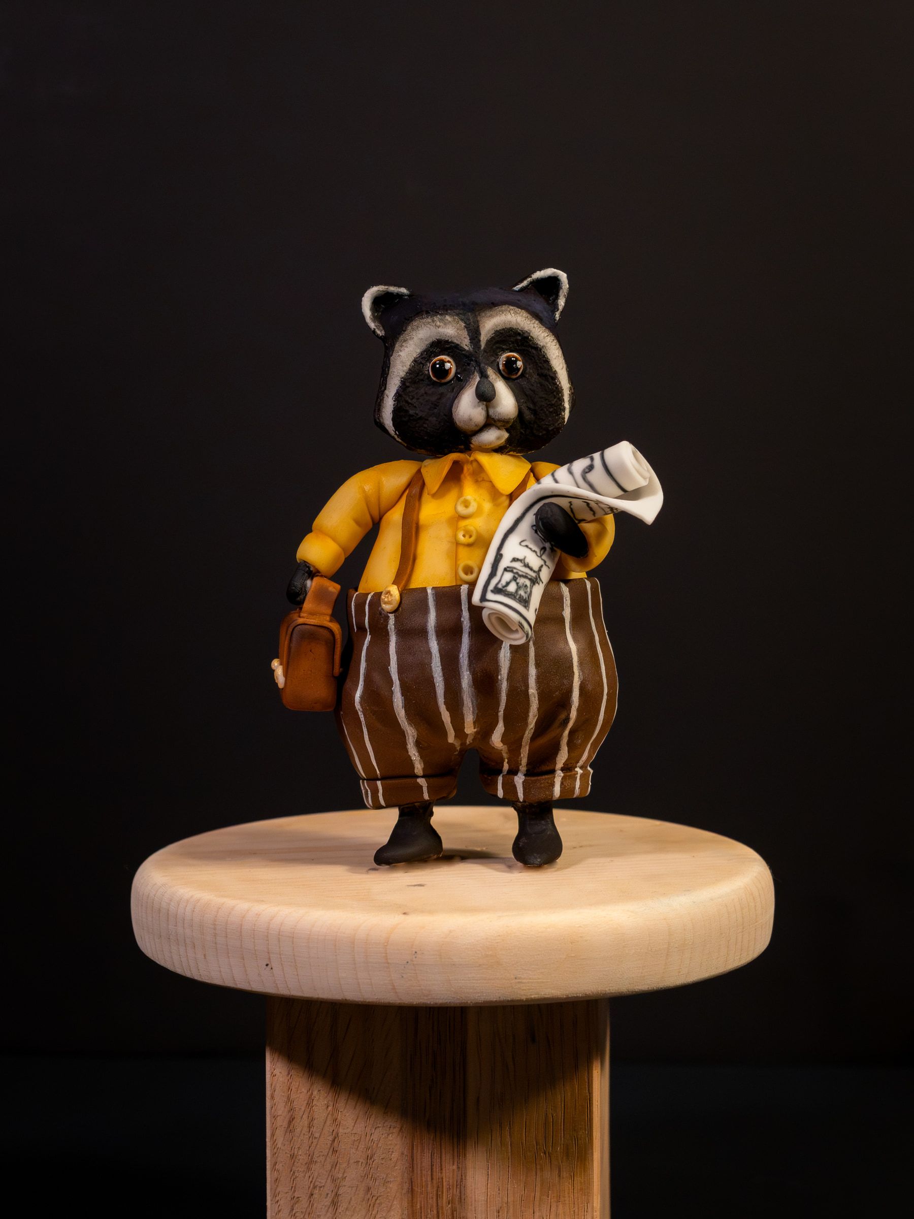 Raccoon with newspaper