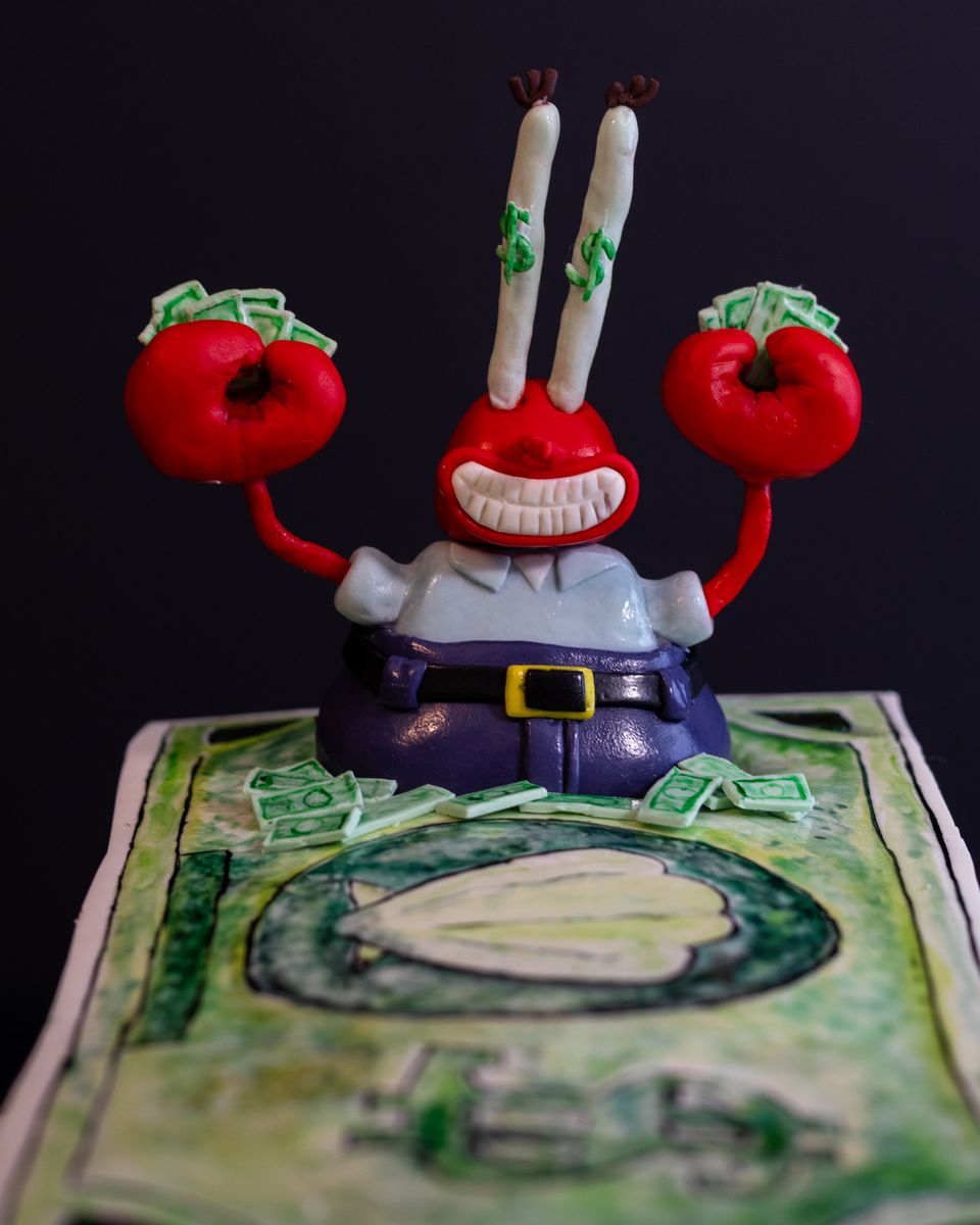 Mr. Krabs and painted banknote